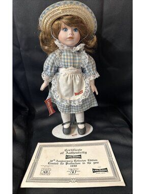 1990 LITTLE DEBBIE 30TH ANNIVERSARY COLL. ED. PORCELAIN DOLL, COA, STAND,